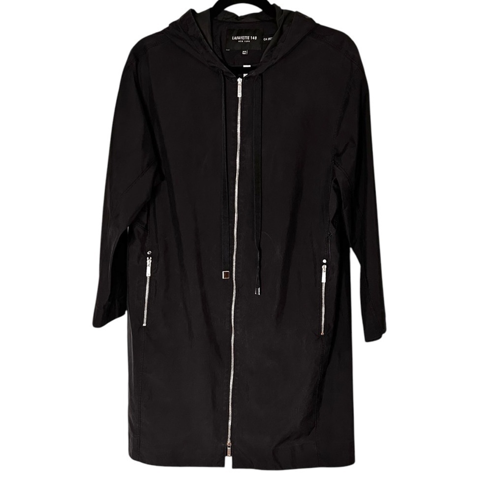 Lafayette 148 Women's Navy Blue Silk Anorak Jacket- Size XS